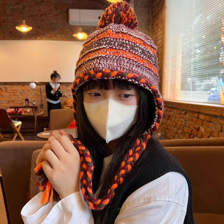 Pom Pom Knit Trapper Hat Product Image