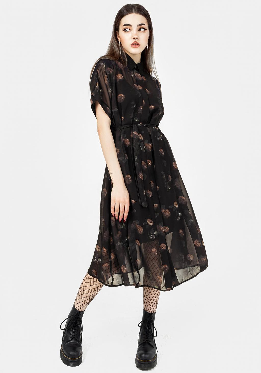 Monica Floral Chiffon Midi Shirt Dress Product Image