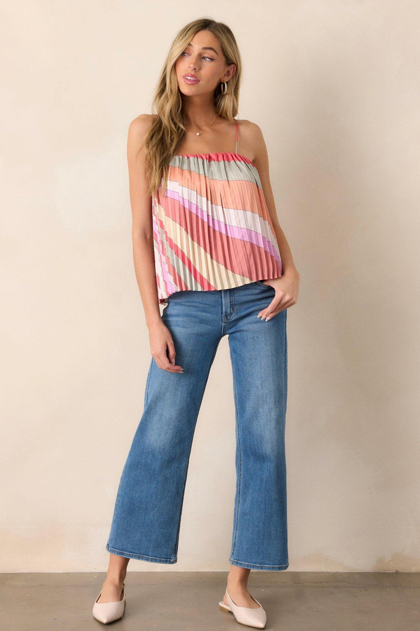 Mirage Melody Pink Coral Pleated Top Product Image