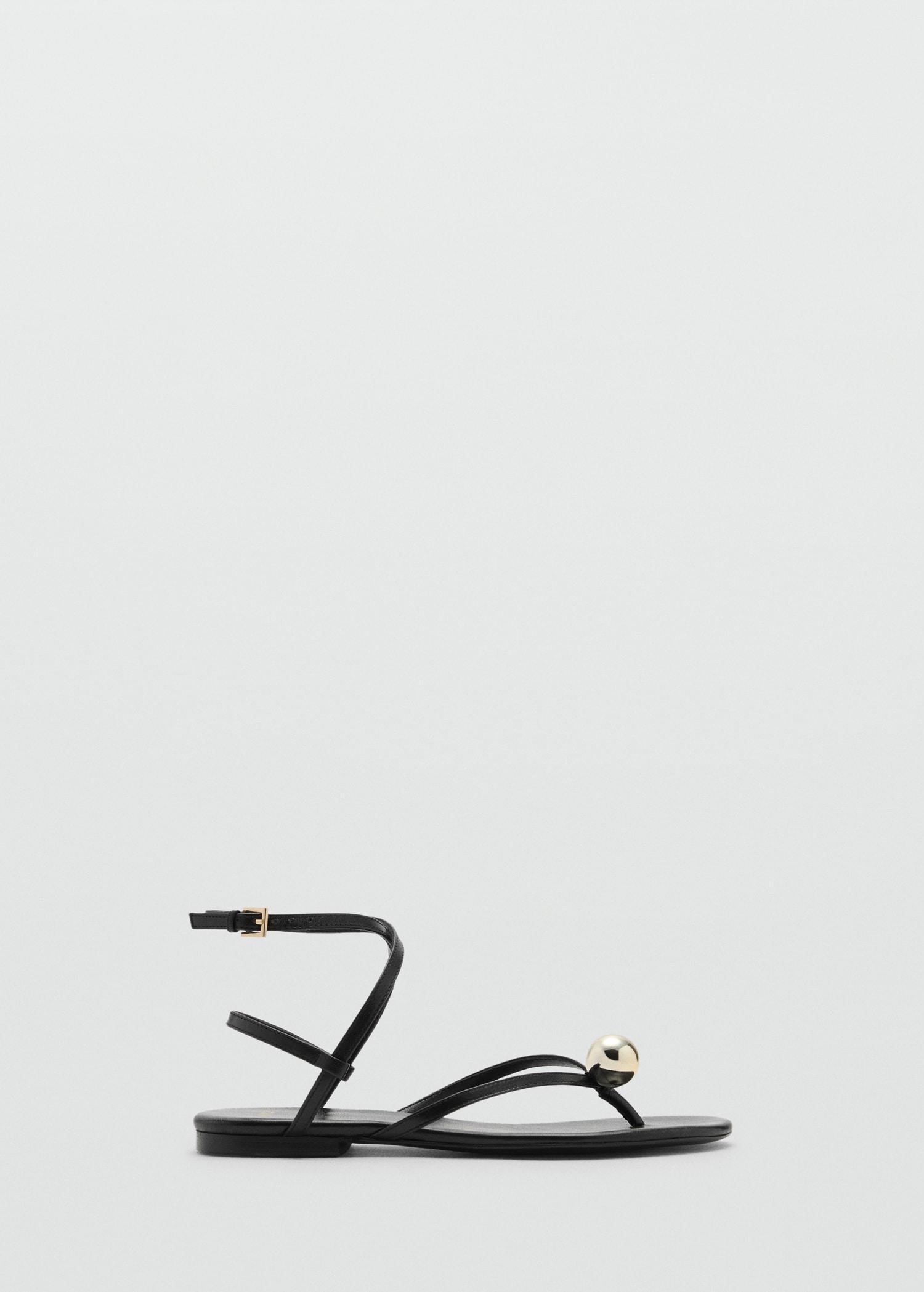 Leather strap sandals with metallic detail - Women | MANGO USA Product Image