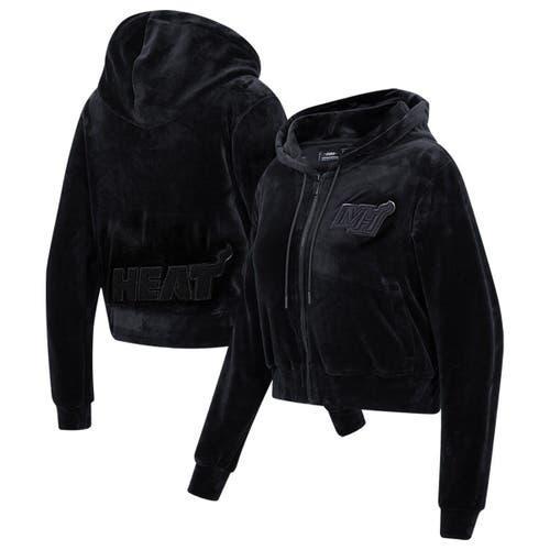 Womens Pro Standard Miami Heat Triple Black Velour Full-Zip Hoodie Product Image