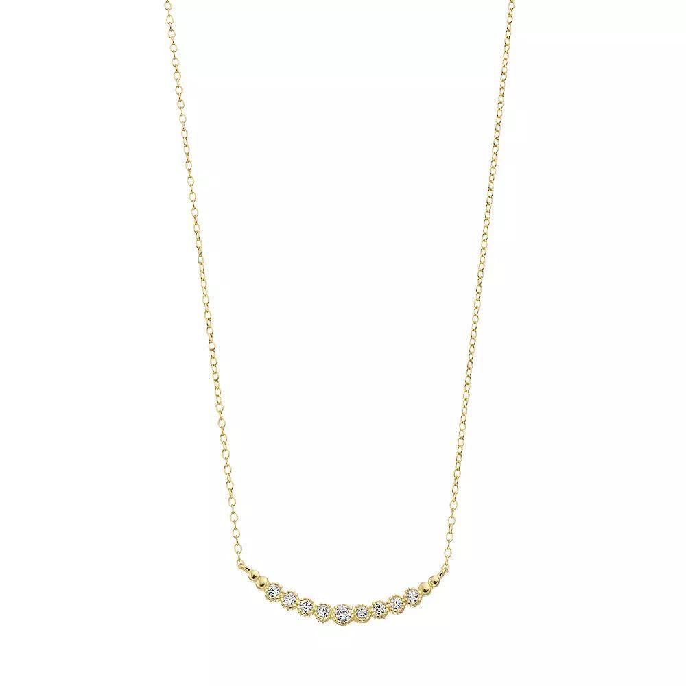 14k Gold Over Silver Cubic Zirconia Necklace, Womens Gold Tone Product Image