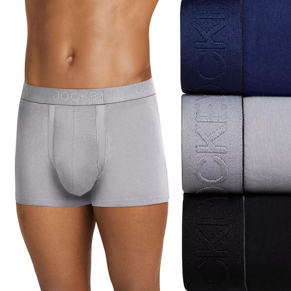 Men's Jockey® 3-Pack Chafe-Proof Pouch Stretch Trunk Briefs, Size: Large, Navy Grey Black Product Image