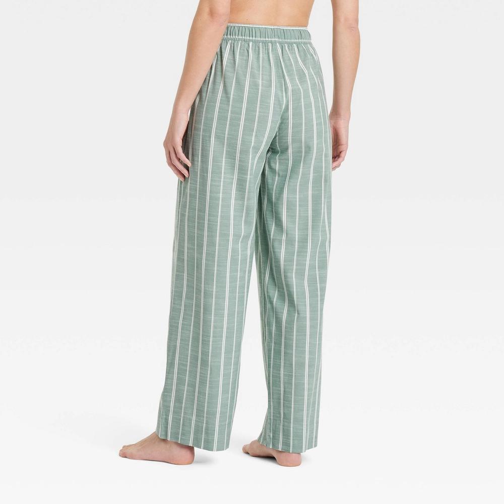 Women's Striped Cotton Blend Pajama Pants - Auden™ Green XS: Relaxed Fit, Ankle Length, Elastic Waistband, 30.5" Inseam Product Image