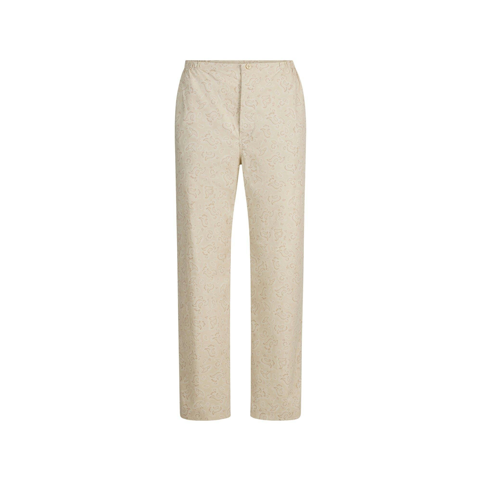 COTTON POPLIN MENS LONG SLEEP SET | TAN PAISLEY PRINT Product Image