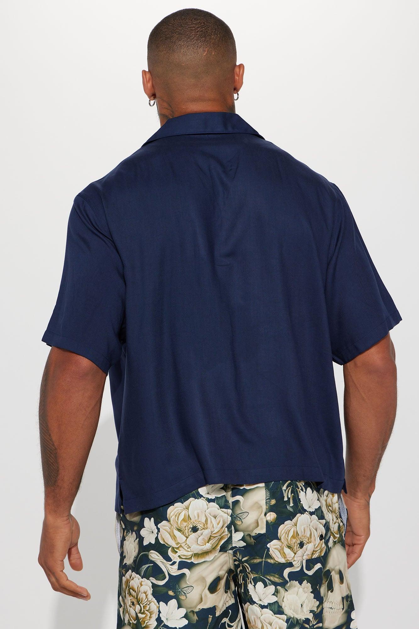 Dawson Relaxed Short Sleeve Cuban Shirt - Navy Product Image