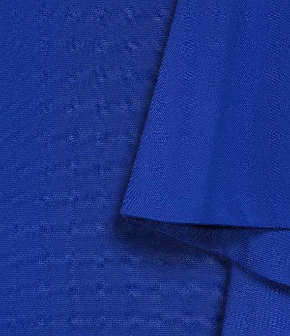 Marina Jersey Ruffle Front Slit V-Neck Mesh Short Sleeve Ruffle Slit Gown Product Image