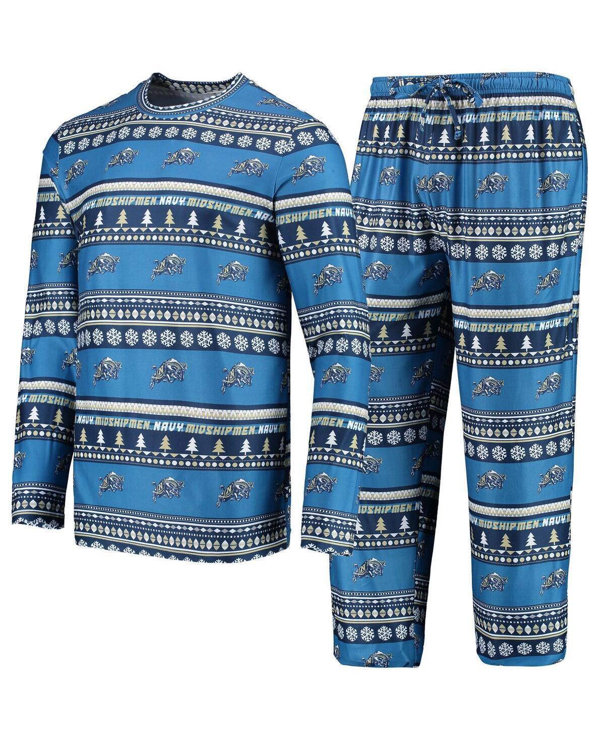 Men's Concepts Sport Navy Navy Midshipmen Ugly Sweater Long Sleeve T-Shirt & Pants Sleep Set, Size: 2XL, Blue Product Image