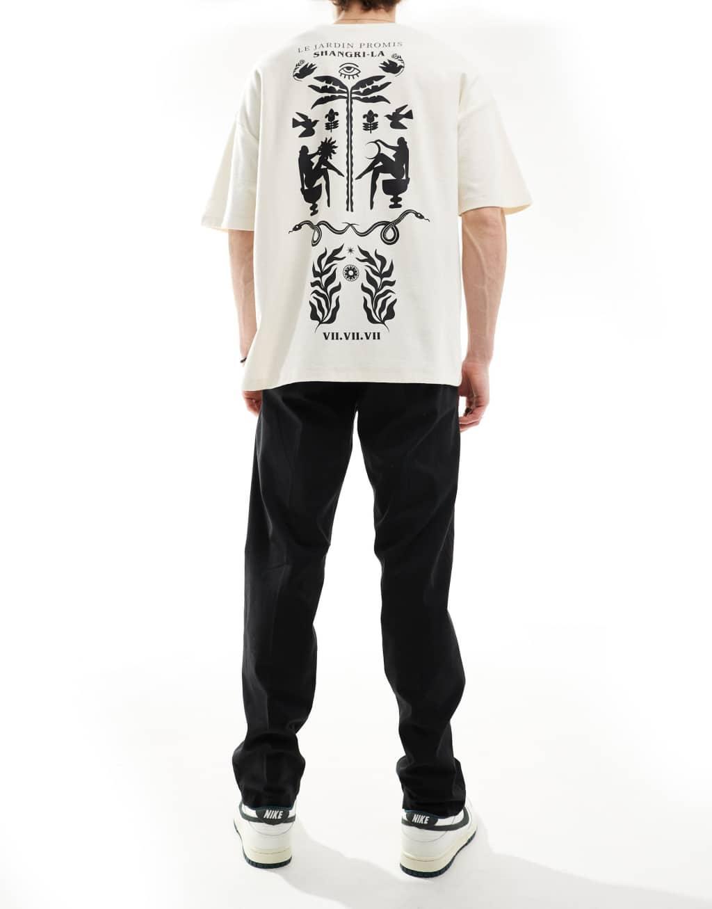 Jack & Jones front pleat tapered loose chinos in black  Product Image