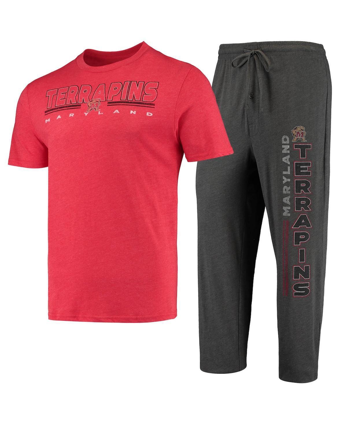 Men's Concepts Sport Heathered Charcoal/Red Maryland Terrapins Meter T-Shirt & Pants Sleep Set, Size: Large Product Image