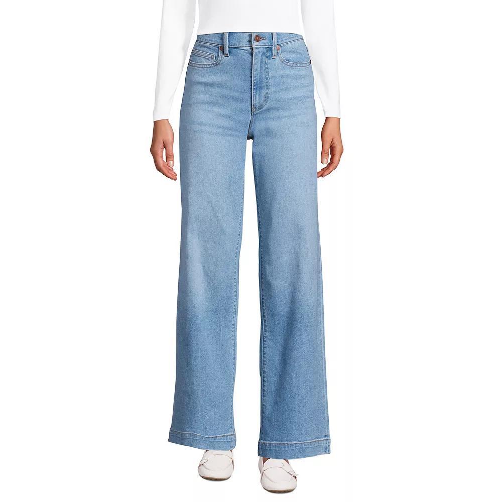 Petite Lands' End Recover High-Rise Wide-Leg Jeans, Women's, Size: 18P 28, River Rinse Product Image