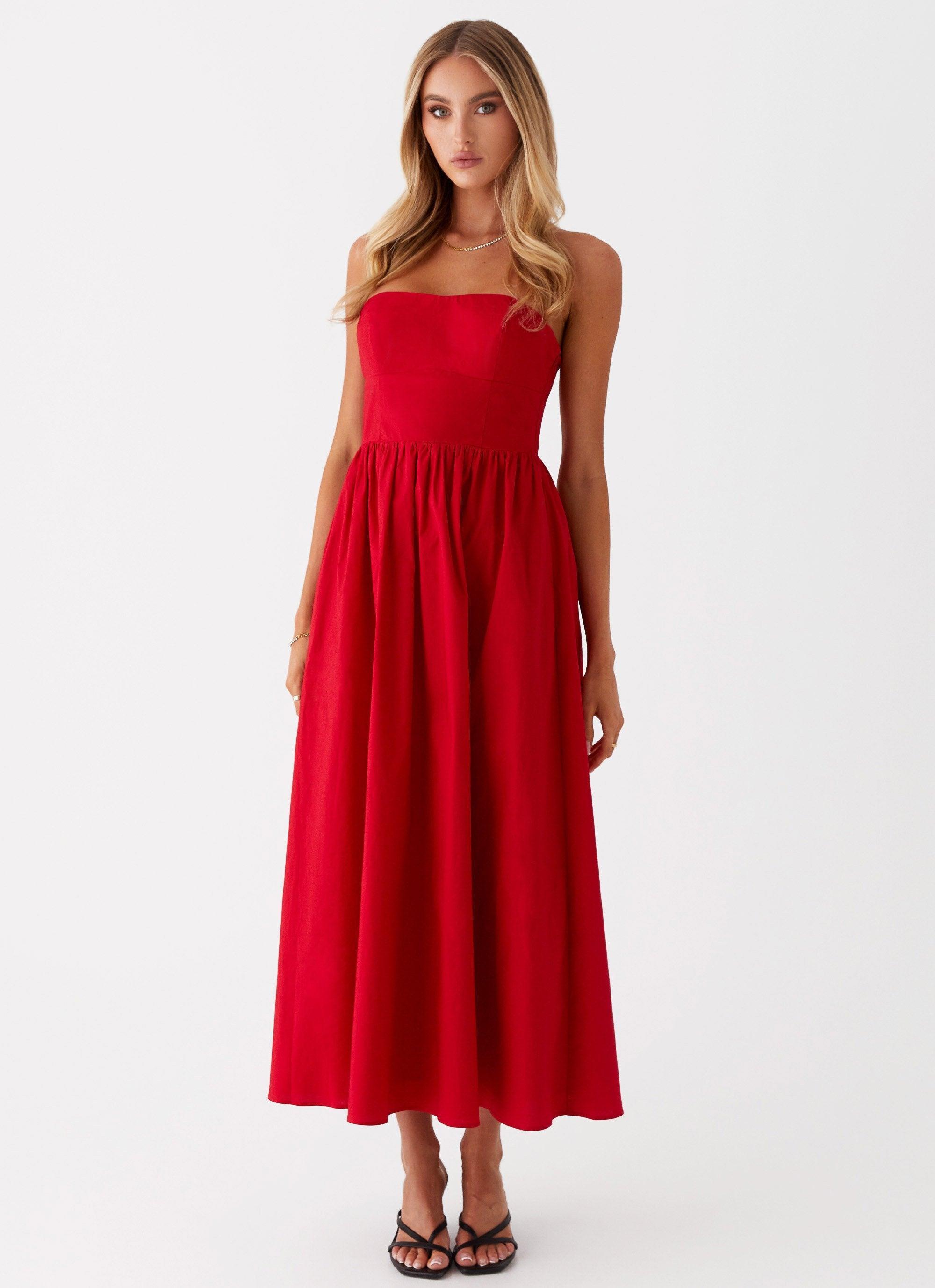 Love Me Later Midi Dress - Red Product Image