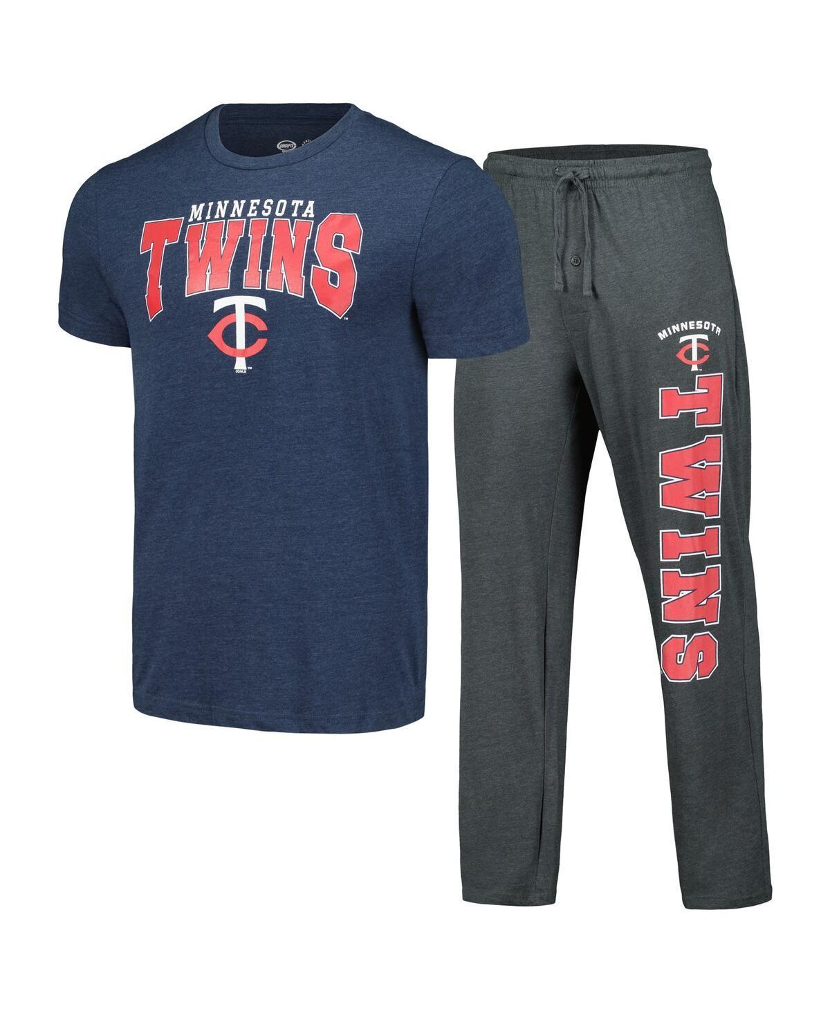 Men's Concepts Sport Charcoal/Navy Minnesota Twins Meter T-Shirt & Pants Sleep Set, Size: 2XL Product Image