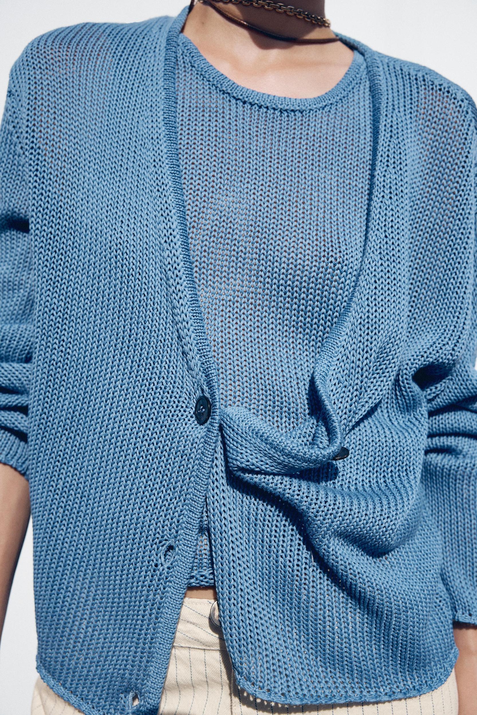 100% COTTON KNIT CARDIGAN Product Image