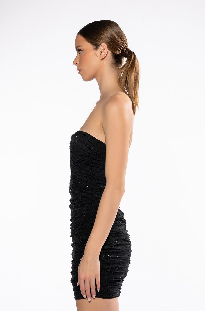 SHOW BUSINESS STRAPLESS PLUNGE EMBELLISHED MINI DRESS Product Image