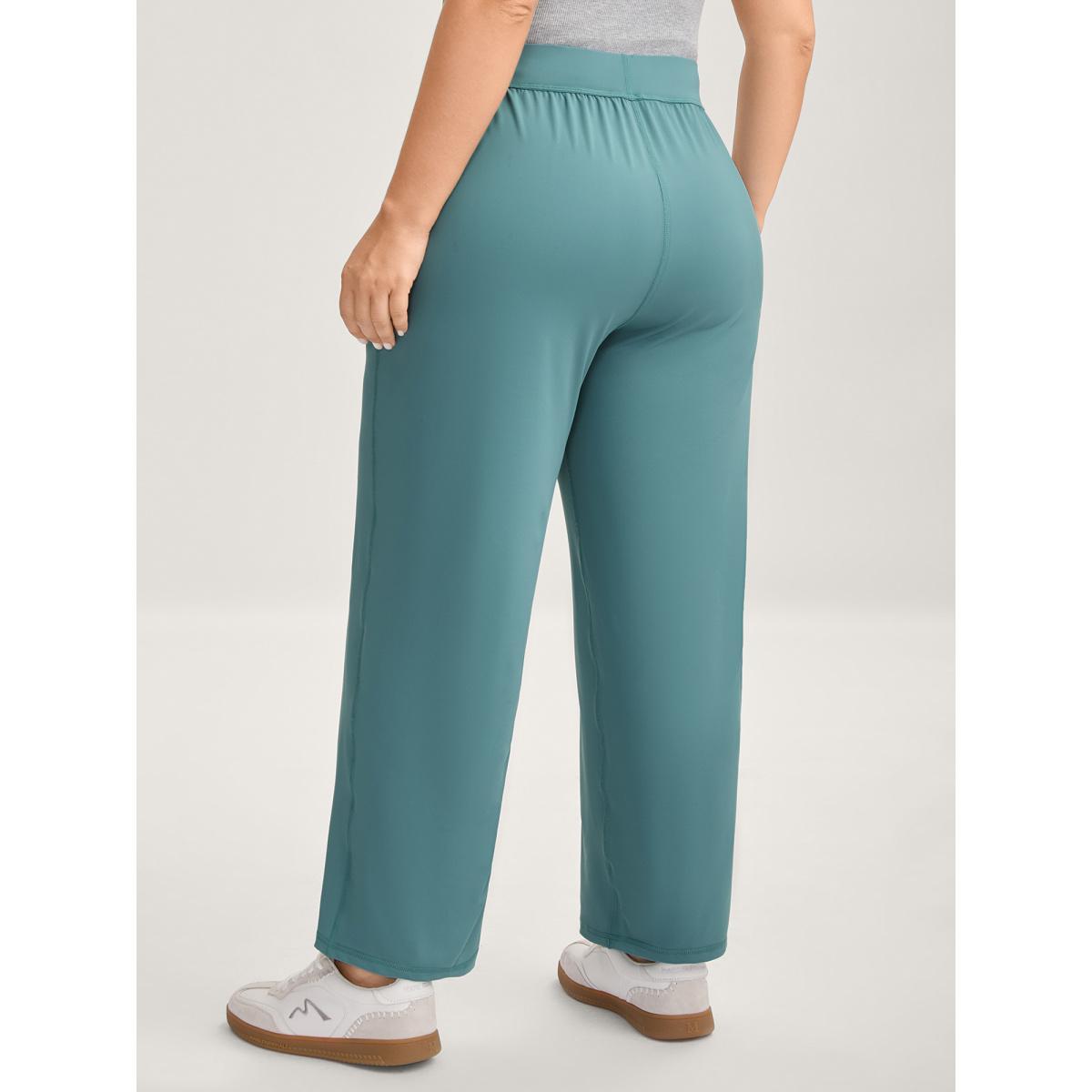Plus Size Stretchy Pull-On Straight-Leg Pants Women Cerulean Casual Straight Leg Mid Rise Everyday-Casual Pants BloomChic 22-24/3X Product Image