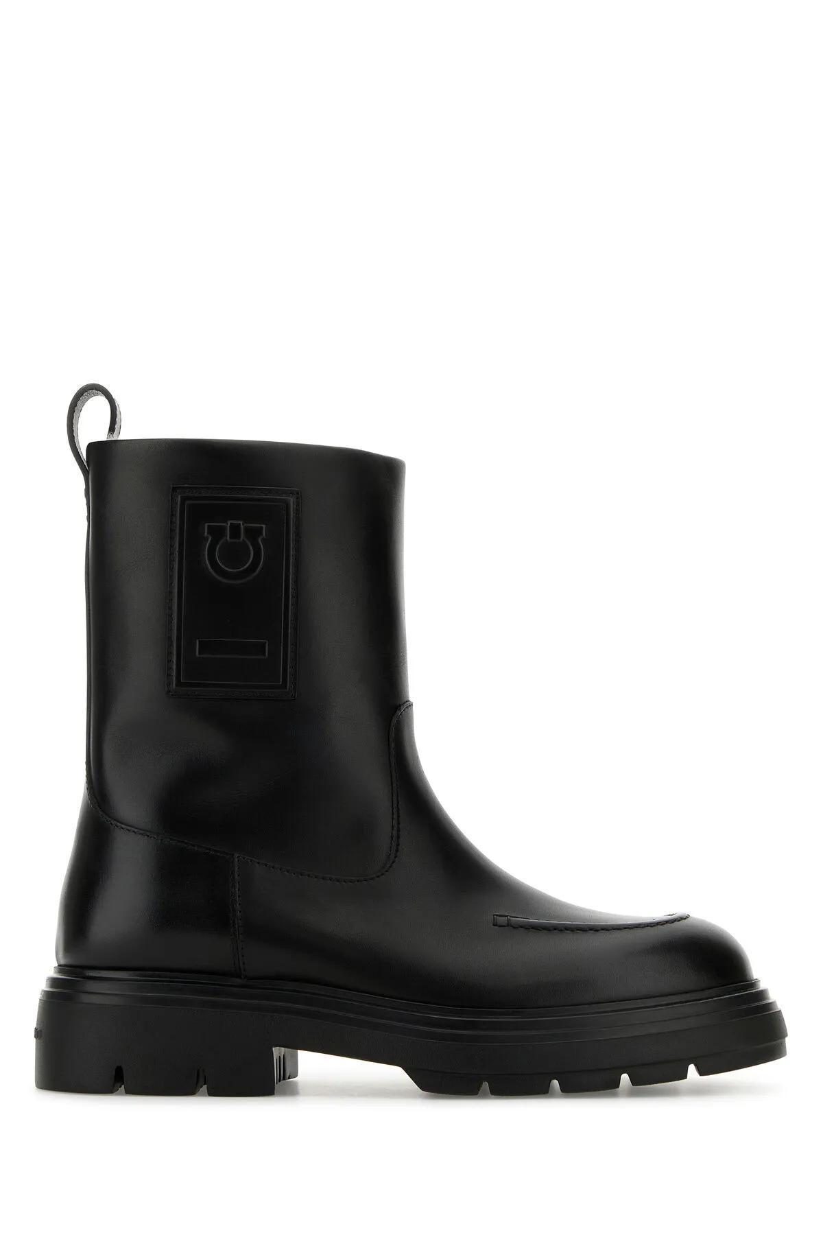 FERRAGAMO Tirba Fur Ankle Boots Black Product Image