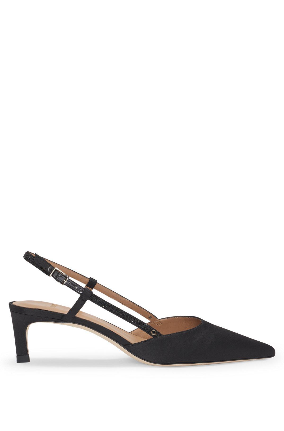 Slingback pumps in soft satin with pointed toe Product Image