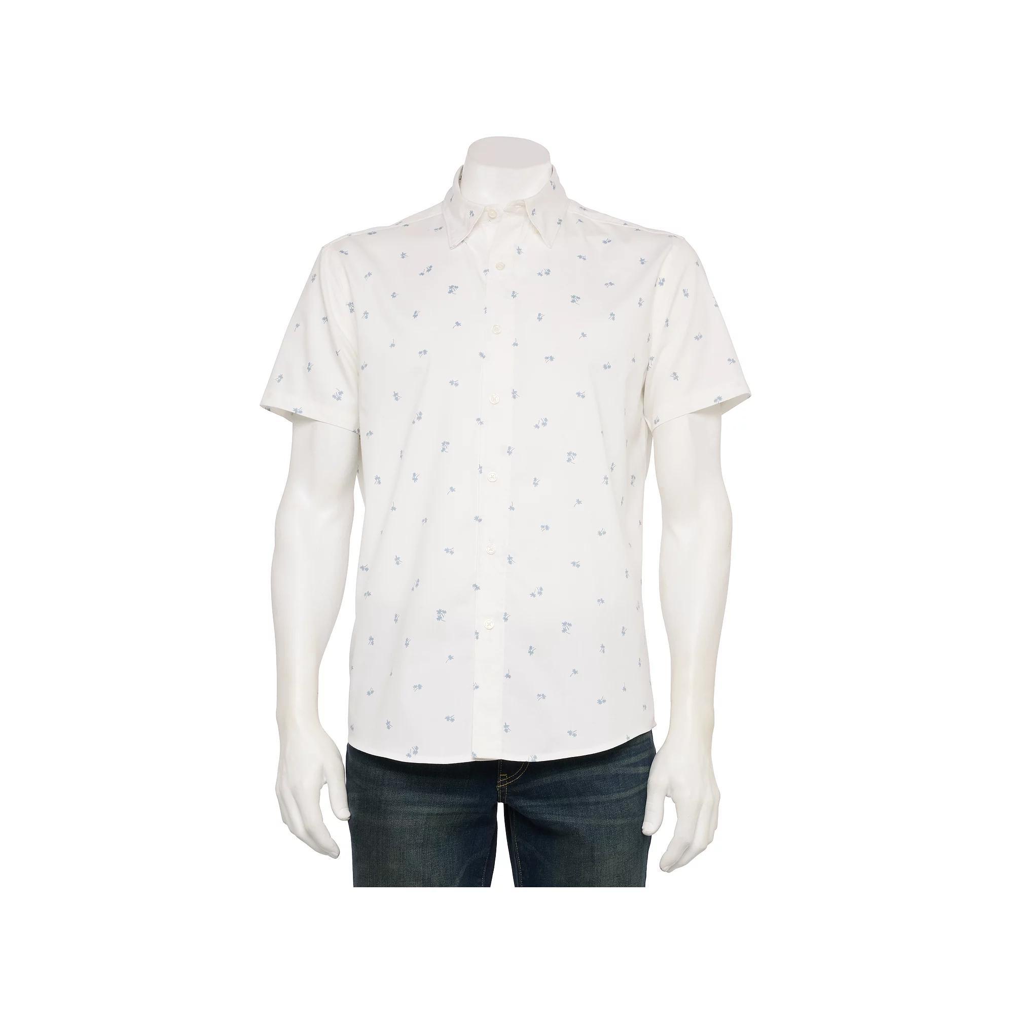 Men's Sonoma Goods For Life® Adaptive Short Sleeve Performance Button-Down Shirt, Size: XL, Light Paco Palm Product Image