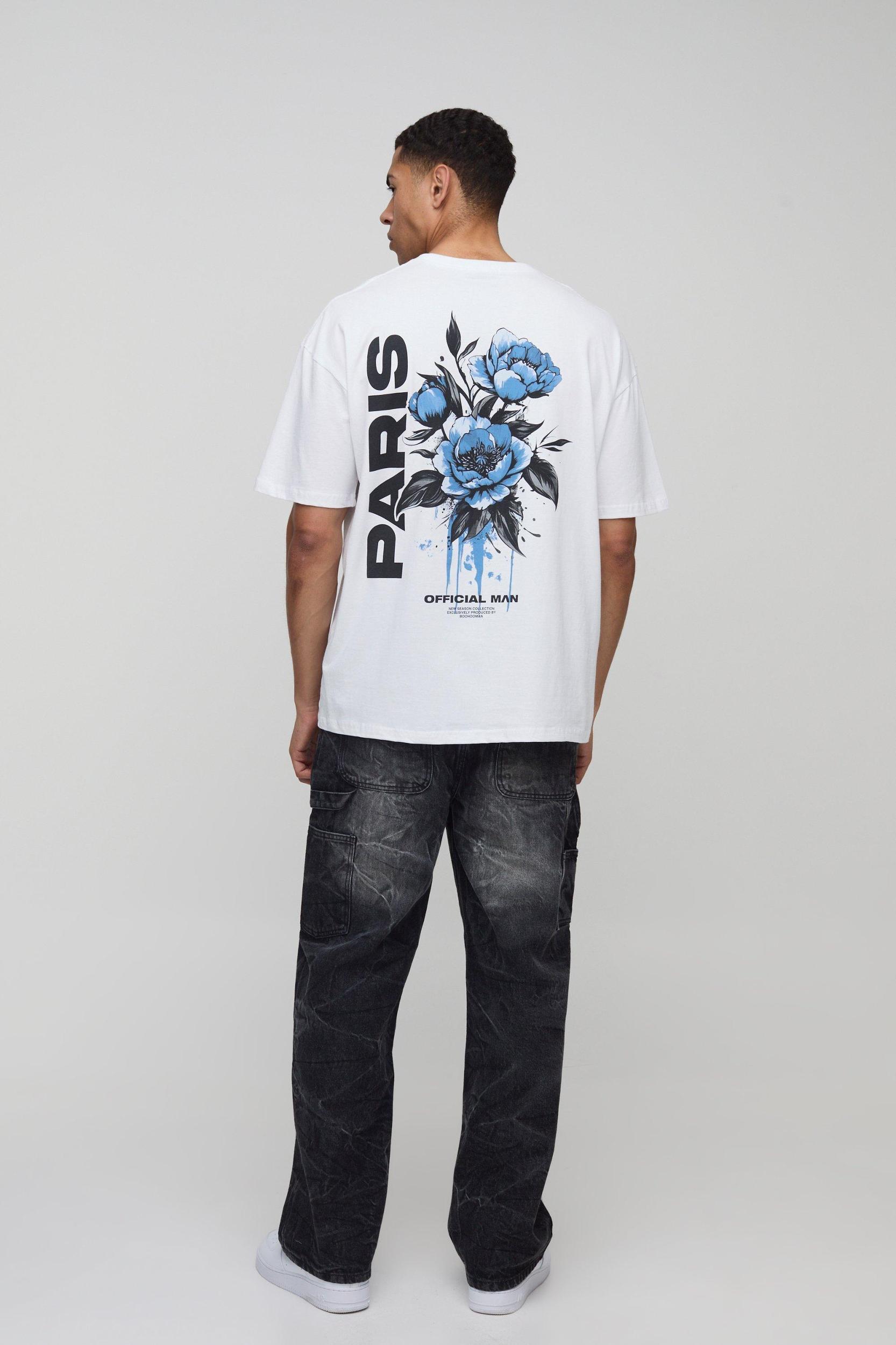 Oversized Paris Floral T-Shirt | boohooMAN USA Product Image