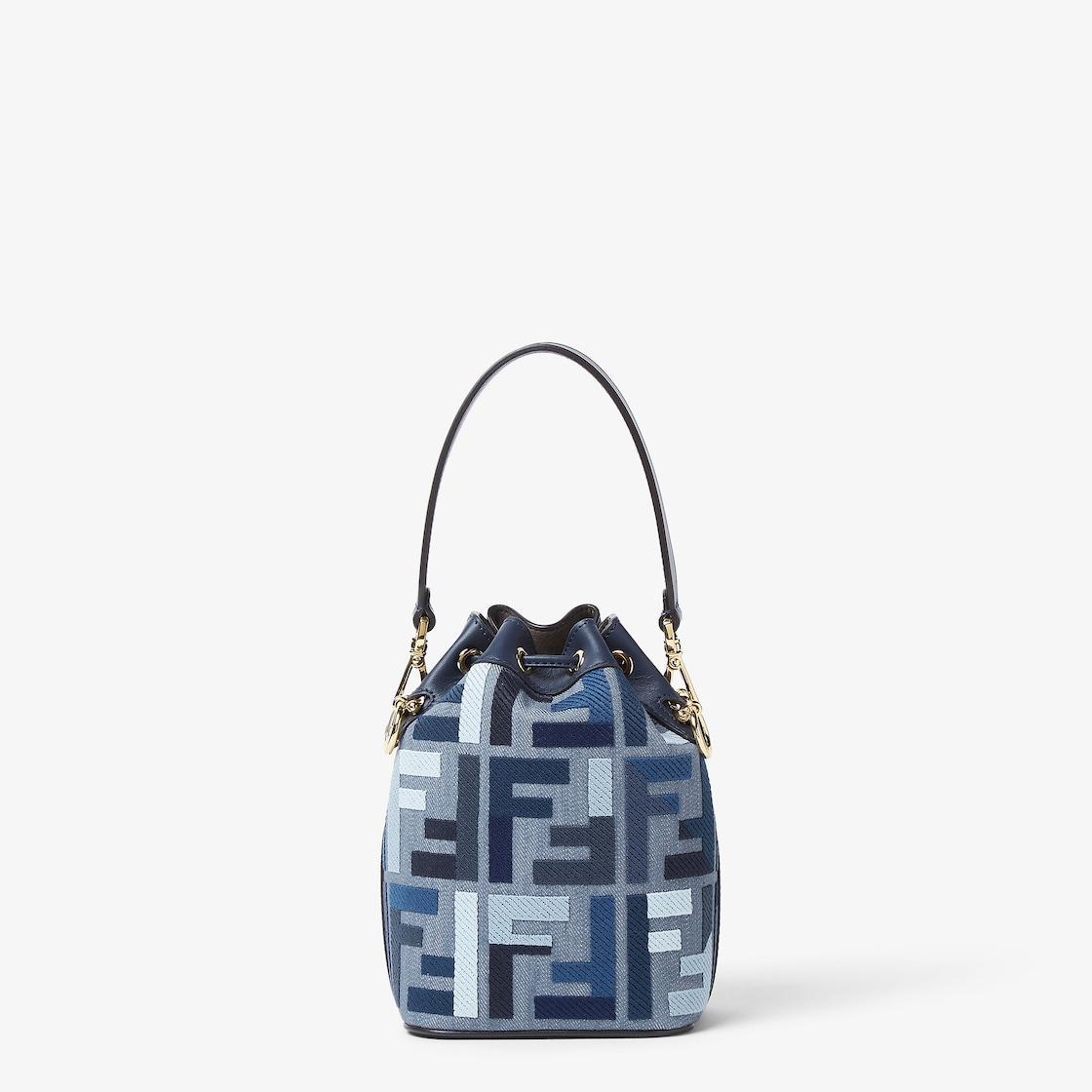 Mon TresorBlue canvas mini-bag with FF embroidery Product Image