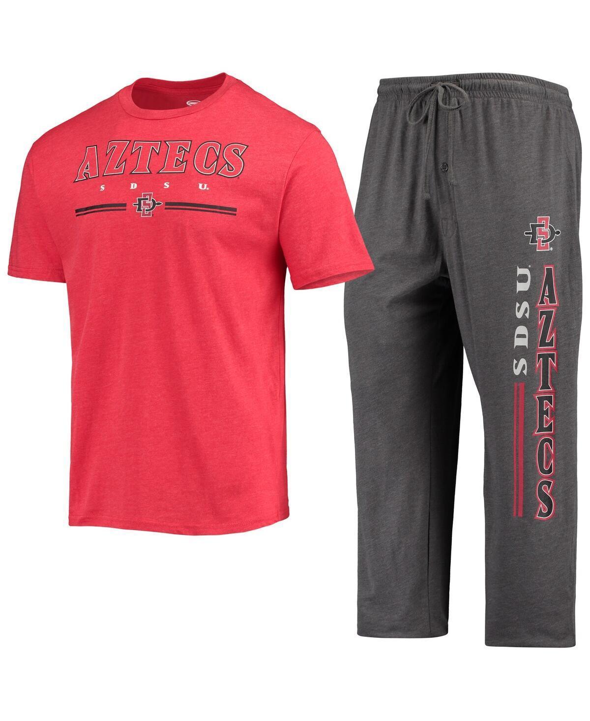Men's Concepts Sport Heathered Charcoal/Cardinal San Diego State Aztecs Meter T-Shirt & Pants Sleep Set, Size: Medium, Sds Charco Product Image