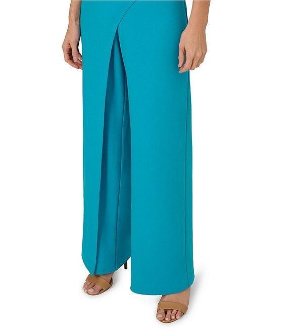 Adrianna Papell Crepe Asymmetrical Neck Short Sleeve Jumpsuit Product Image