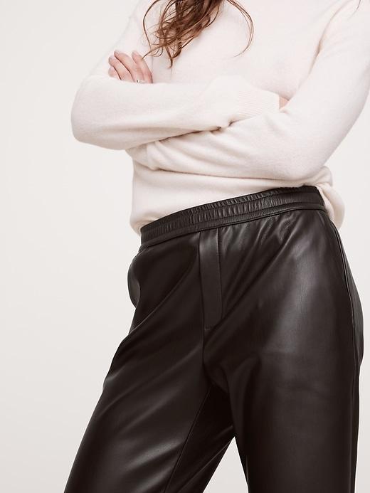 Mid-Rise Slim Vegan Leather Pull-On Pant Product Image