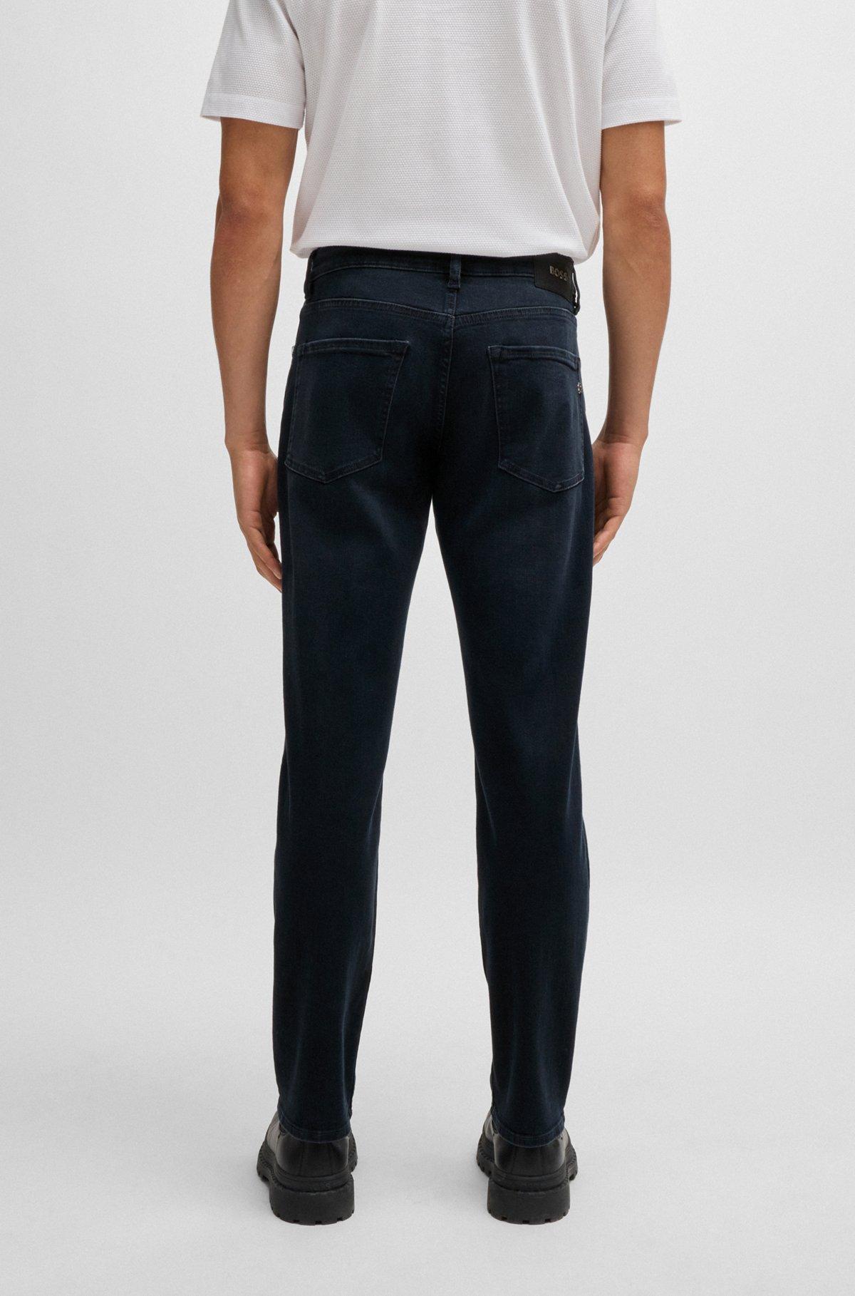 BOSS - Regular-fit jeans in blue-black super-soft denim - Black Product Image