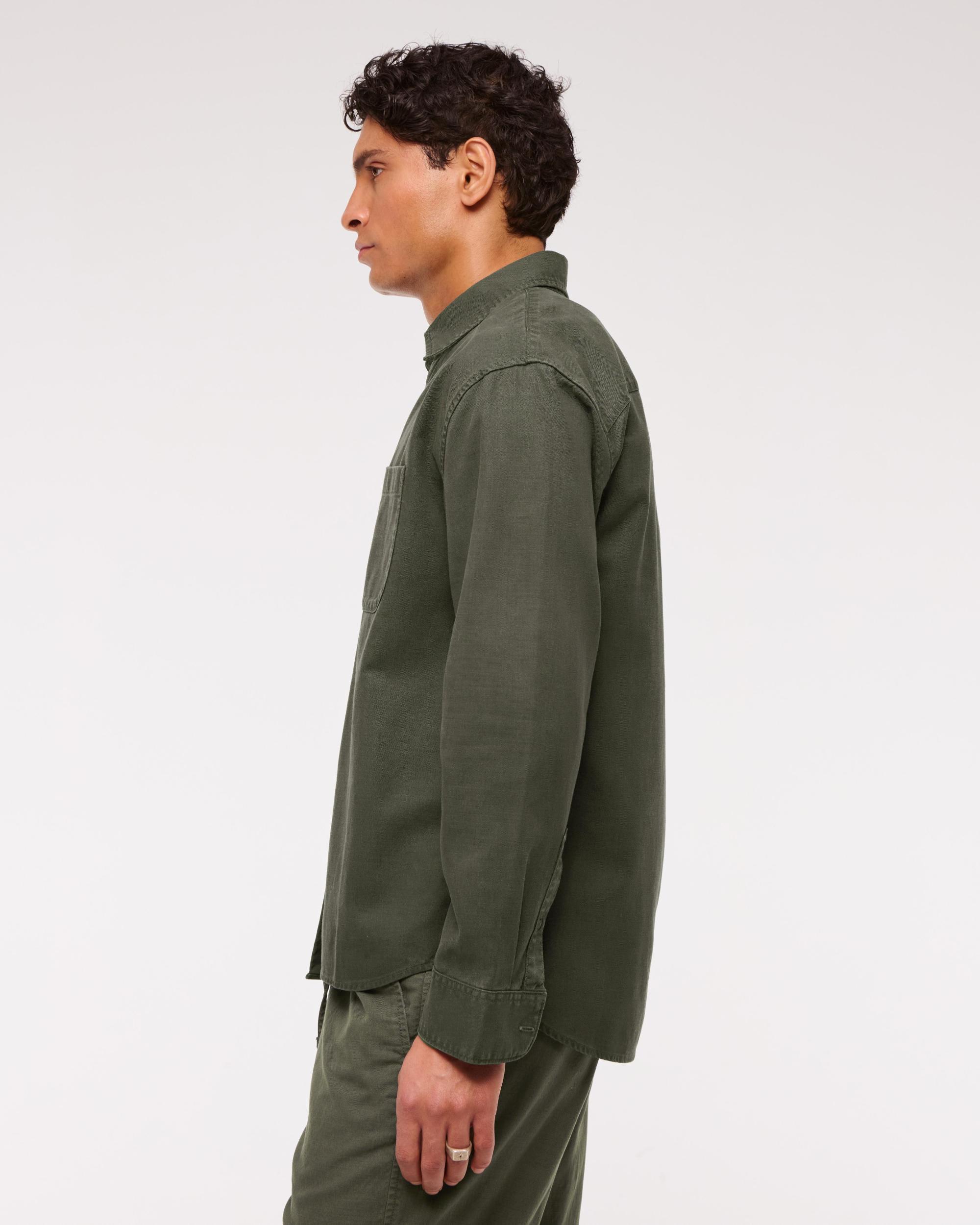 Long-Sleeve Garment Dye Button-Up Shirt Product Image