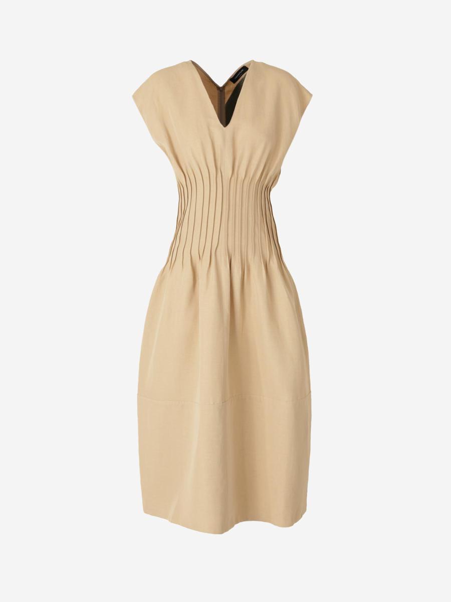 FABIANA FILIPPI Midi Linen Dress In Brown Product Image