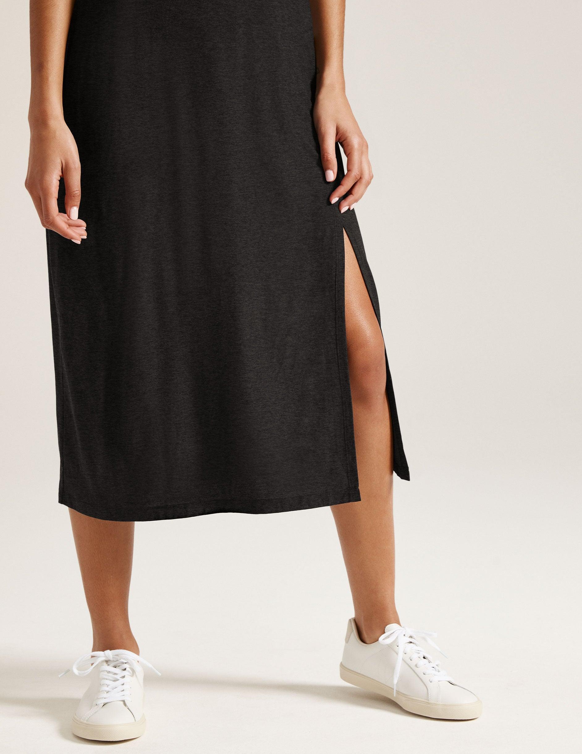 Featherweight Square Neck Slit Midi Dress Product Image