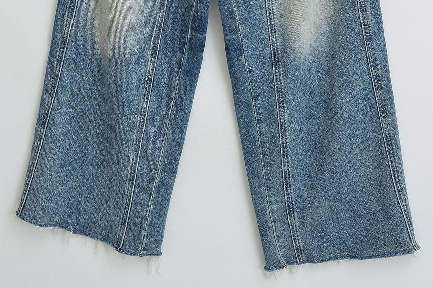 High Waist Washed Wide Leg Jeans Product Image
