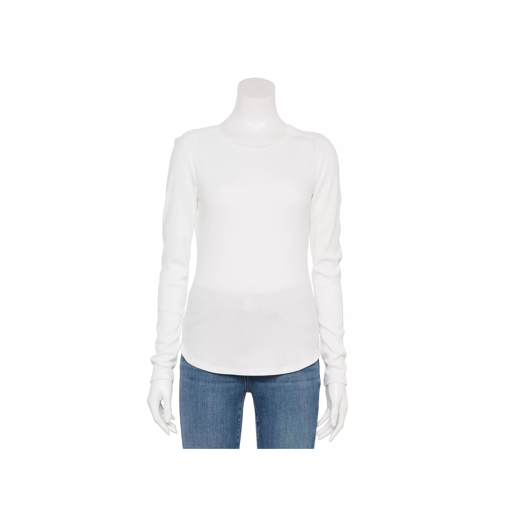 Women's Sonoma Goods For Life® Adaptive Rib Long Sleeve T-Shirt, Size: XS, Vital White Product Image