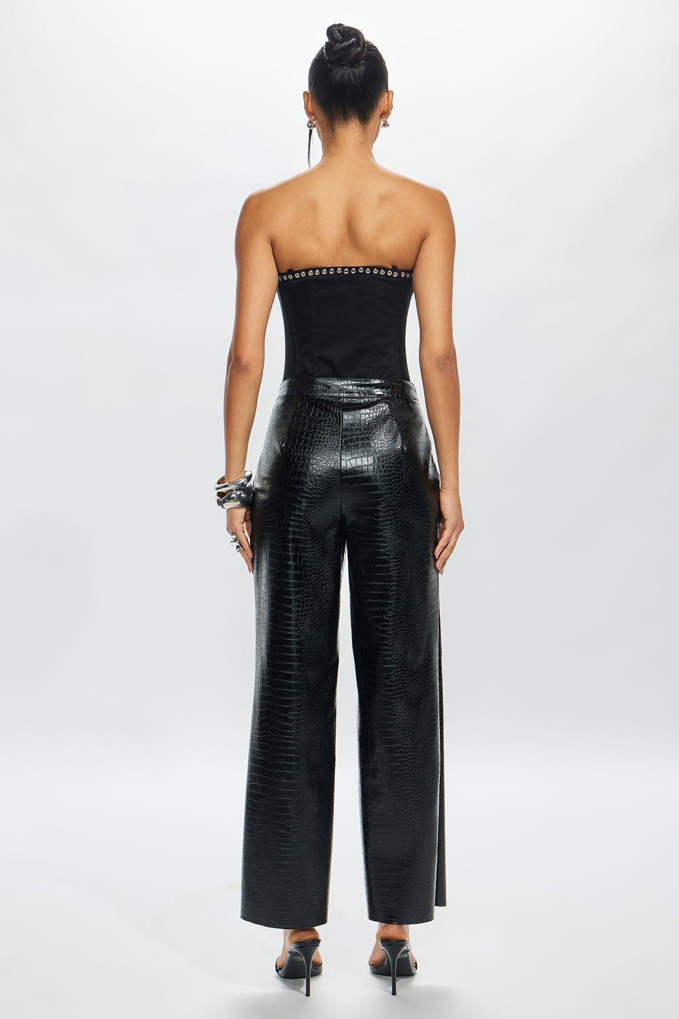 Genevieve Faux Leather Pant - Black Product Image