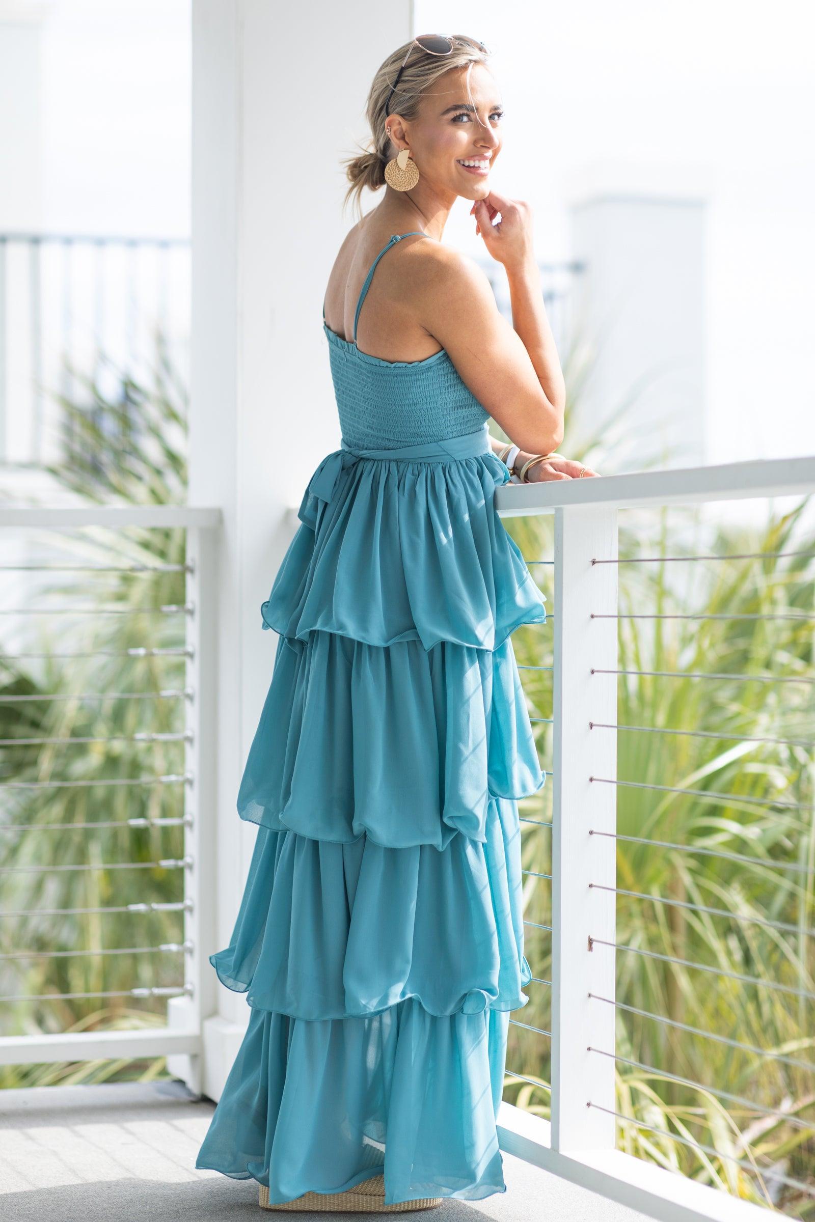 Tiered Ruffle Smocked Top Maxi Dress Product Image