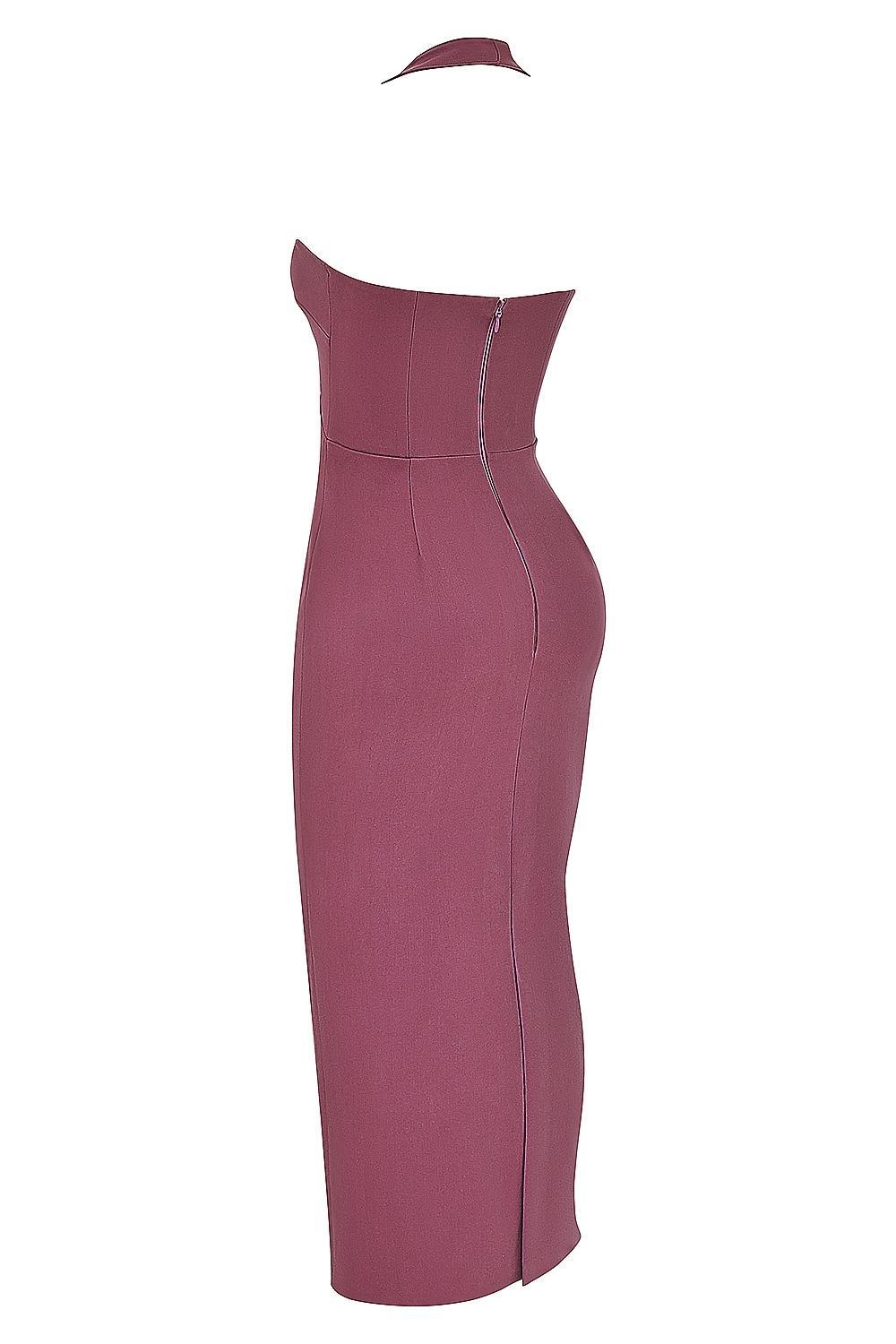 Mia Mulberry Twill Halter Maxi Dress Product Image