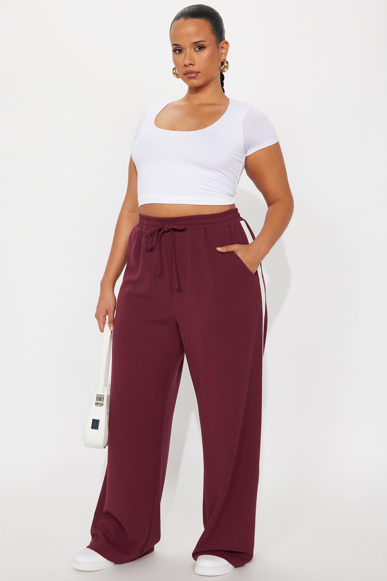 Point Of View Track Trouser Pant - Burgundy/combo Product Image