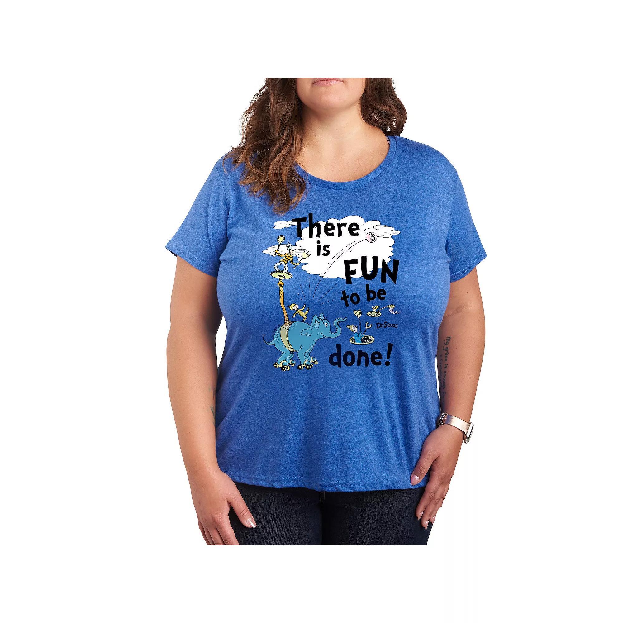Plus Dr. Seuss Fun To Be Done Graphic Tee, Womens Grey Royal Blue Product Image