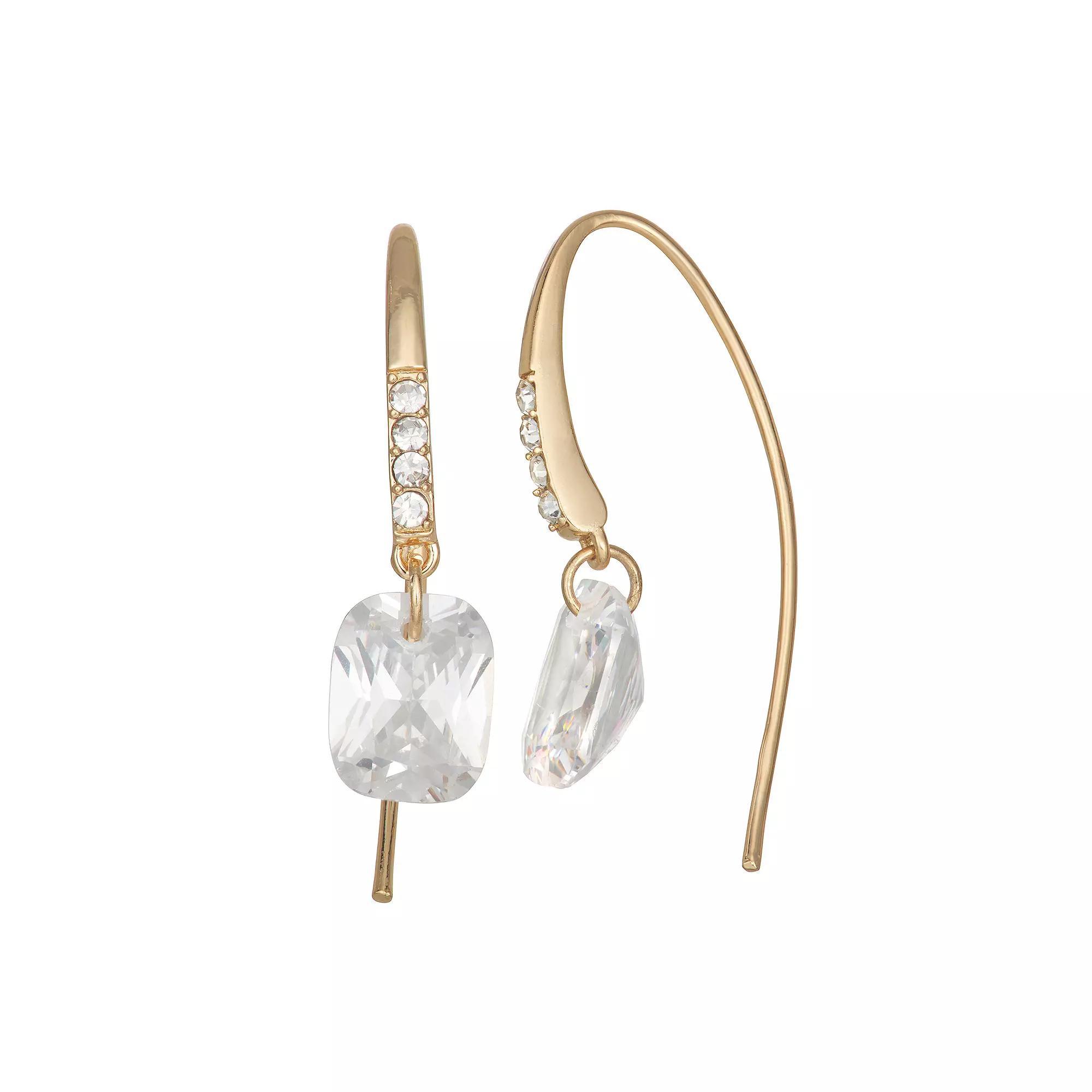 Nine West Gold Tone Stone Threader Earrings, Women's Product Image