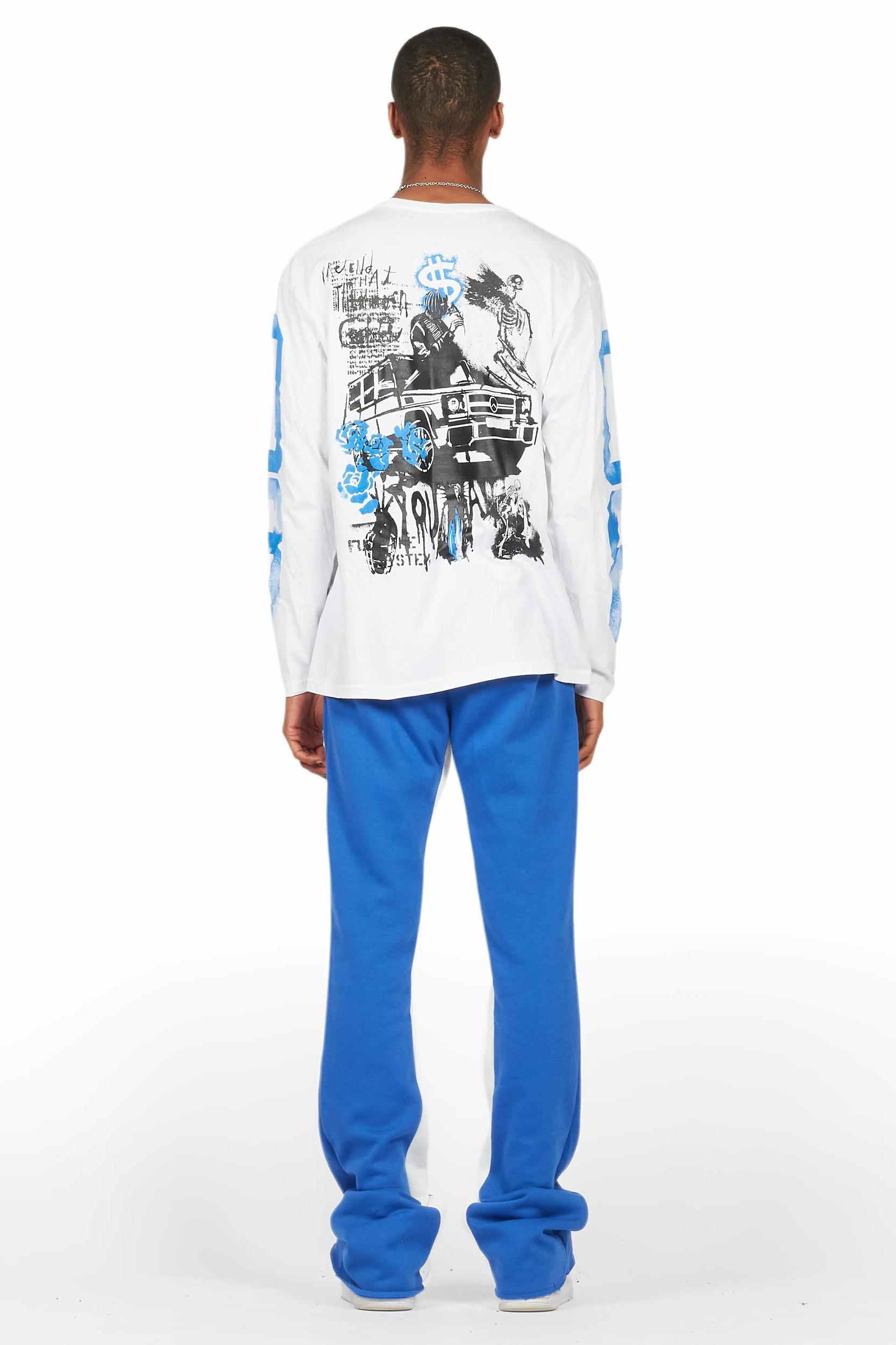 Grill White/Royal Long Sleeve T-Shirt/Baggy Pant Set Male Product Image