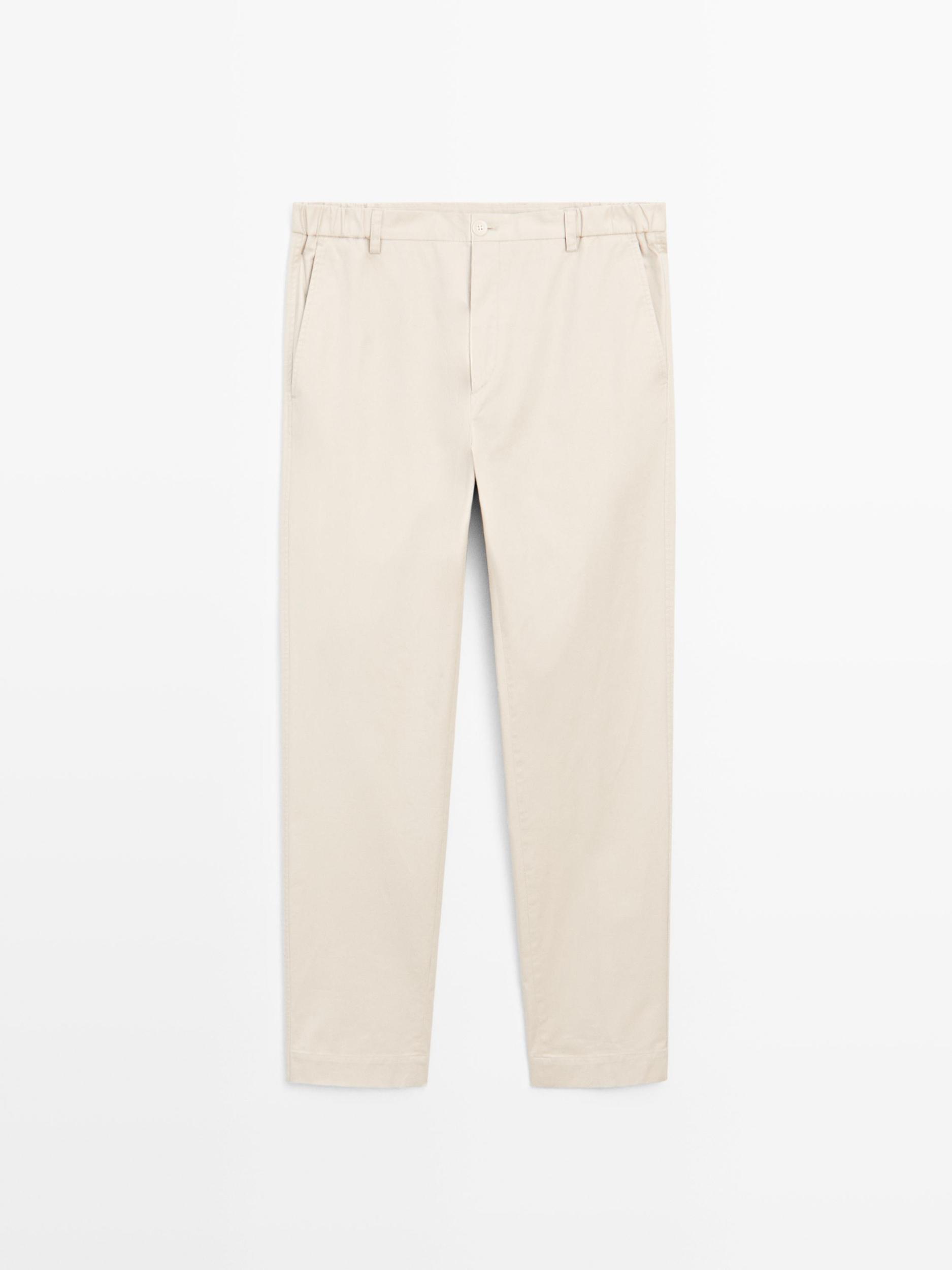 Cotton blend slim fit trousers Product Image