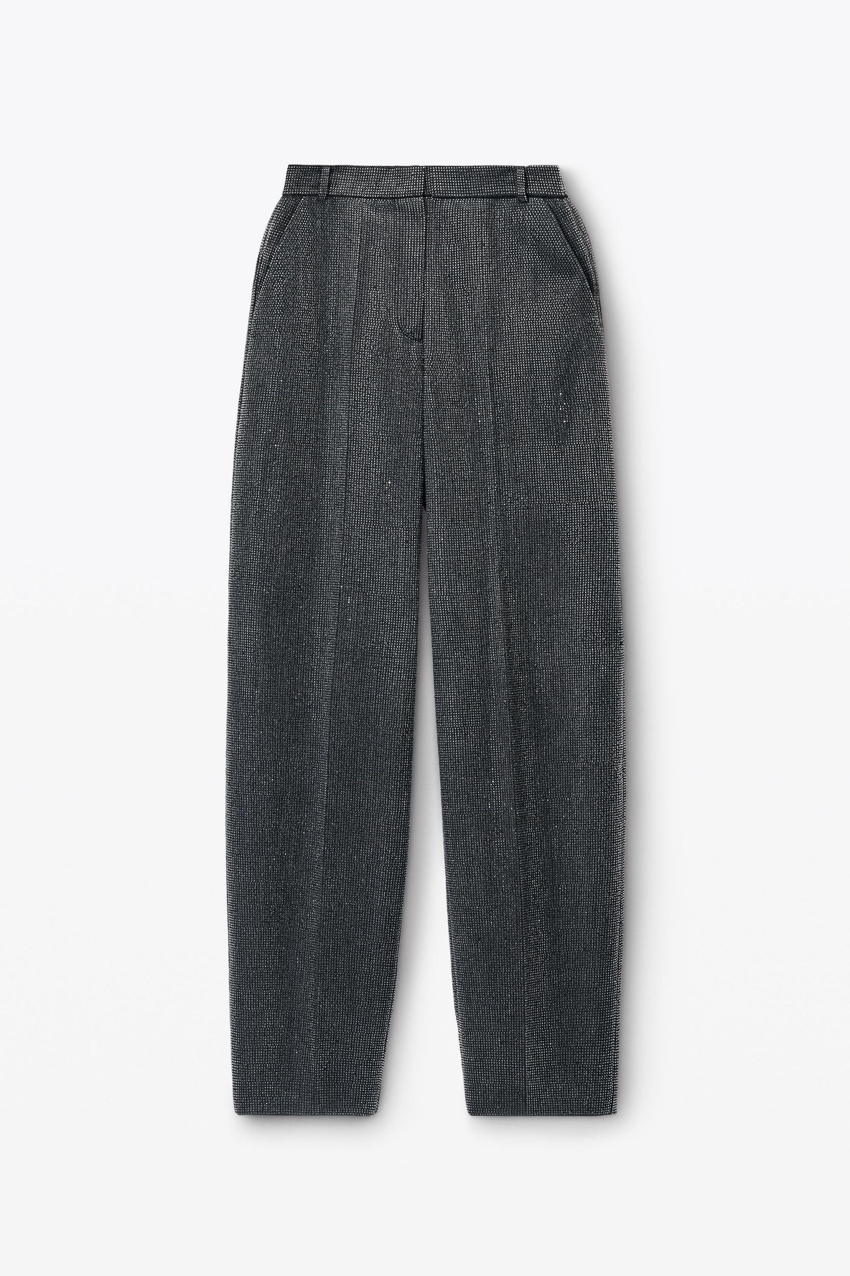 High Waist Pant In Wool Twill With Clear Bead Hotfix Product Image