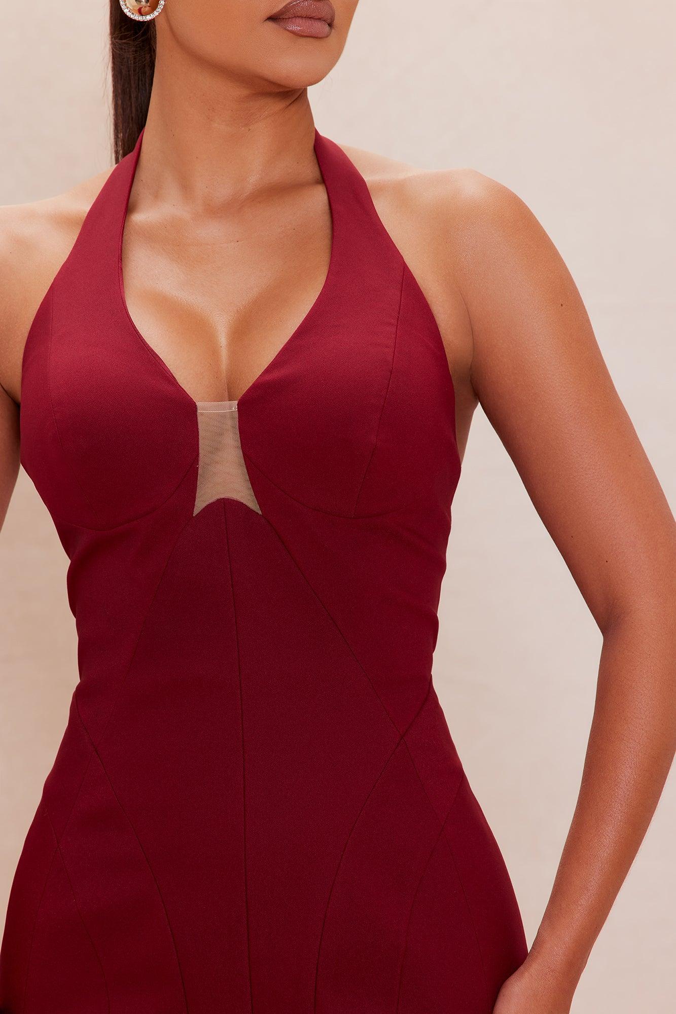 Anna Halter Midi Dress - Wine Product Image