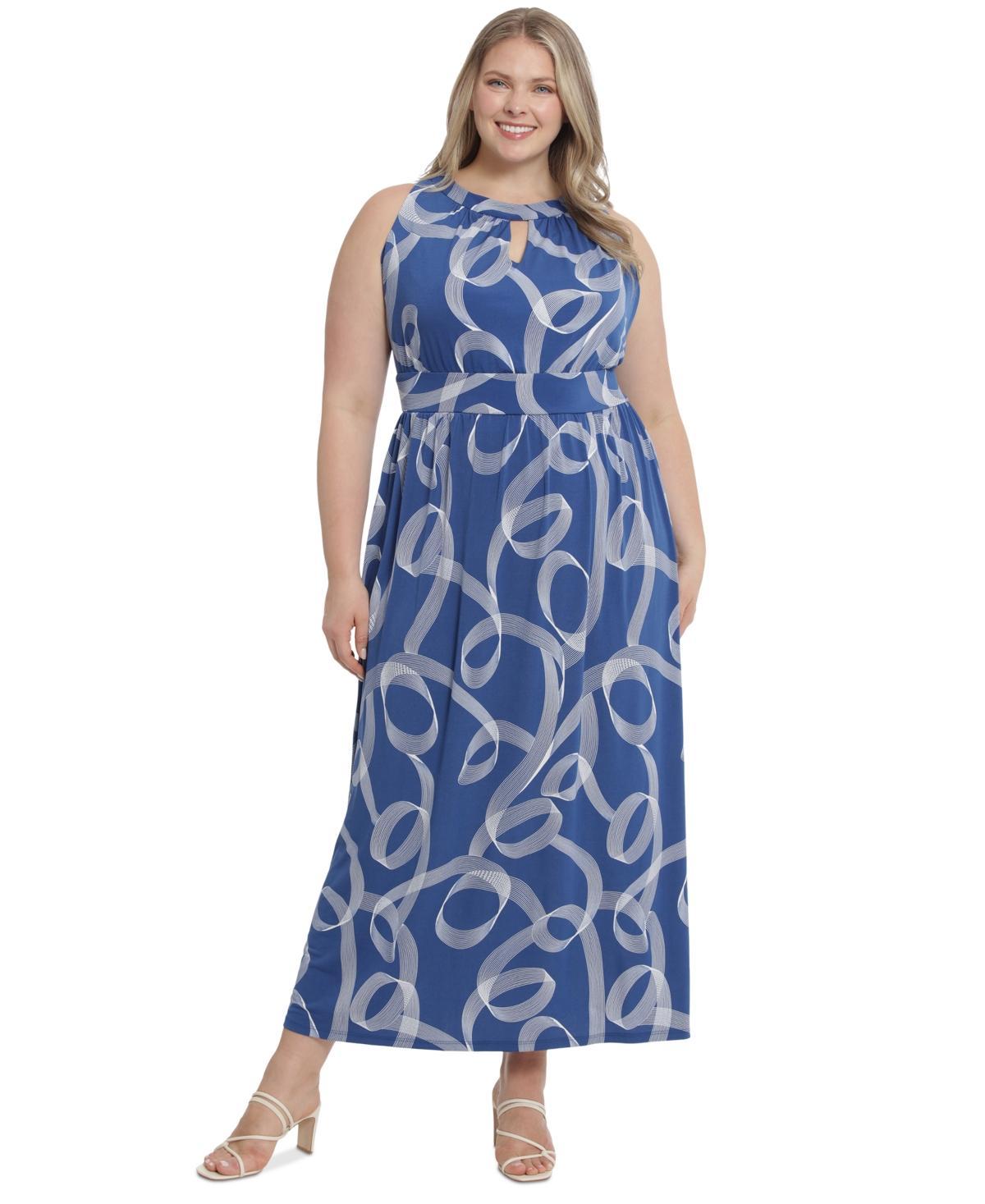 Plus Size London Times Halter Maxi Dress, Womens Product Image