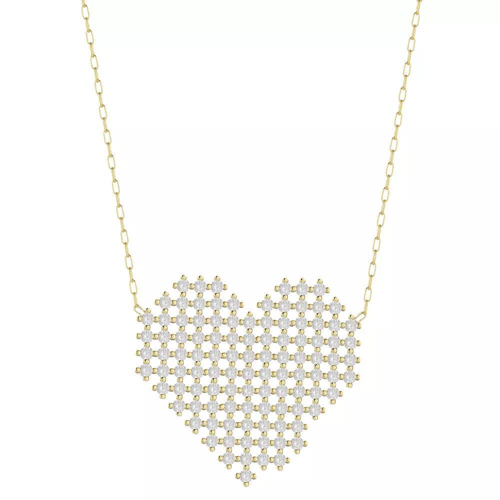 Sunkissed Sterling Cubic Zirconia Pixel Heart Necklace, Women's, Size: 18", Gold Tone Product Image