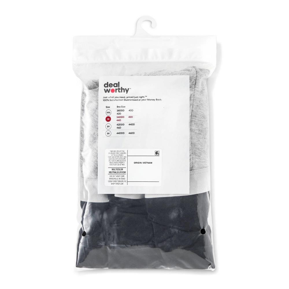 Women's 2pk Cotton Blend Scoop Back Bralette - Dealworthy™ Black/Heathered Gray Product Image