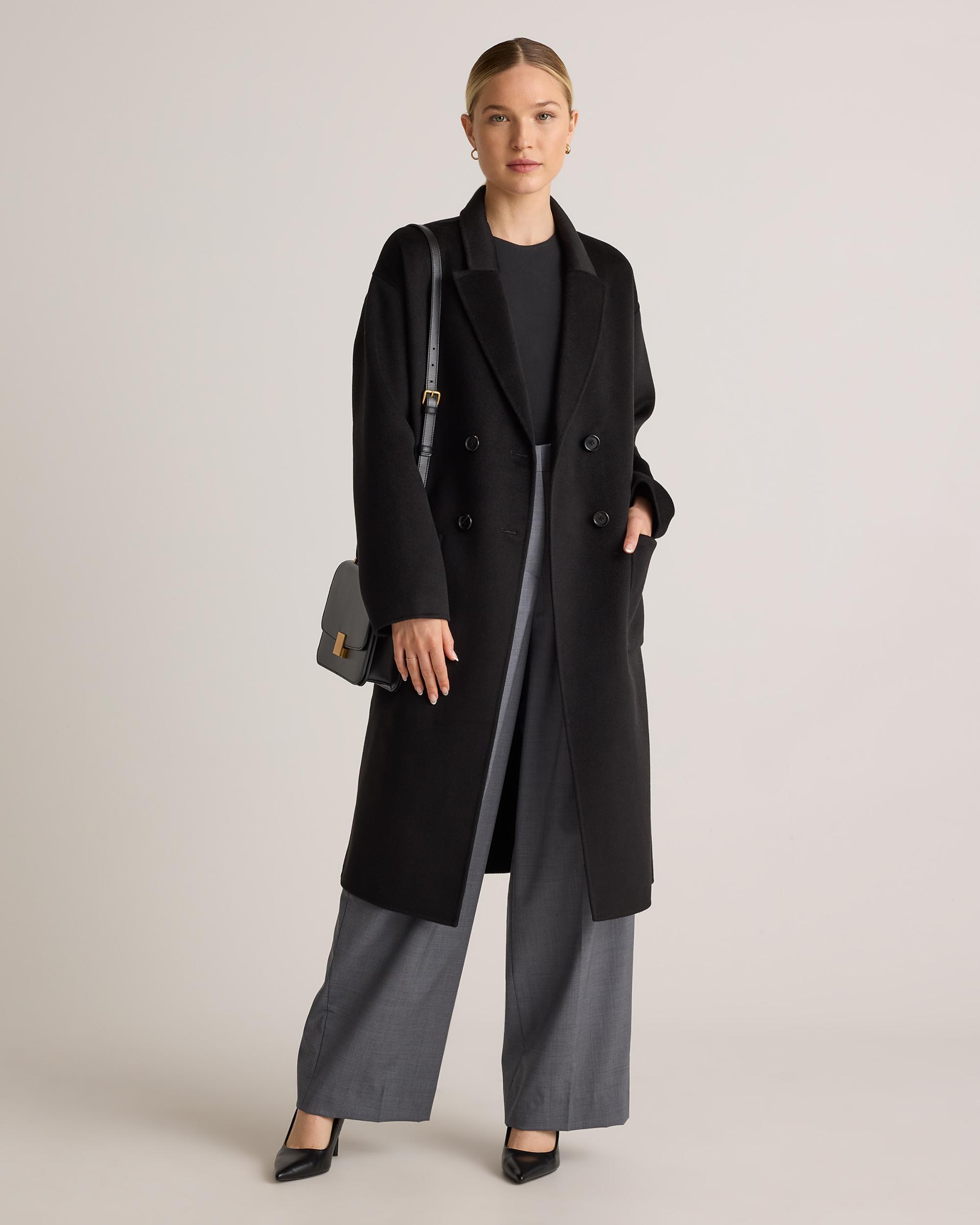 Quince | Women's 100% Mongolian Cashmere Double-Faced Double-Breasted Wrap Coat Size XL Product Image