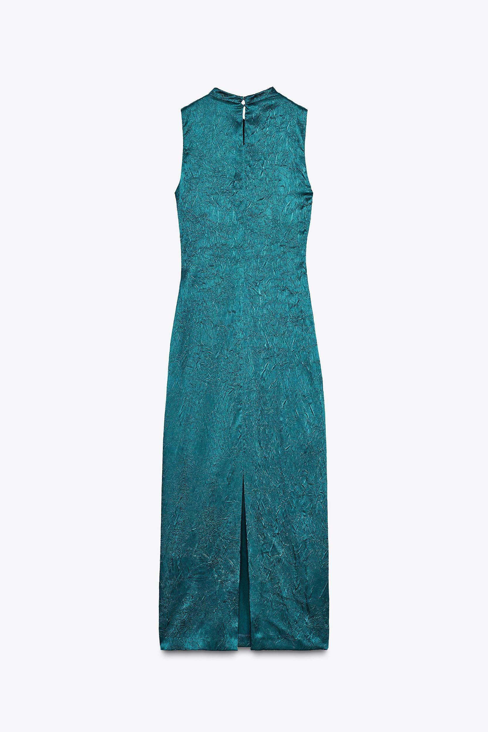 GOLD APPLIQUÉ SATIN MIDI DRESS Product Image