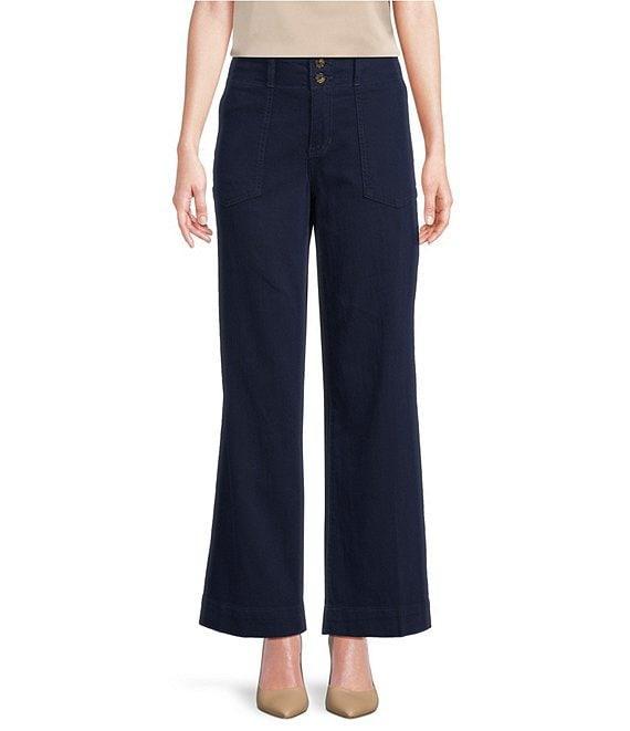 Liverpool Los Angeles Petite Size Hannah Soft Denim Mid Rise Wide Leg Utility Pants Product Image